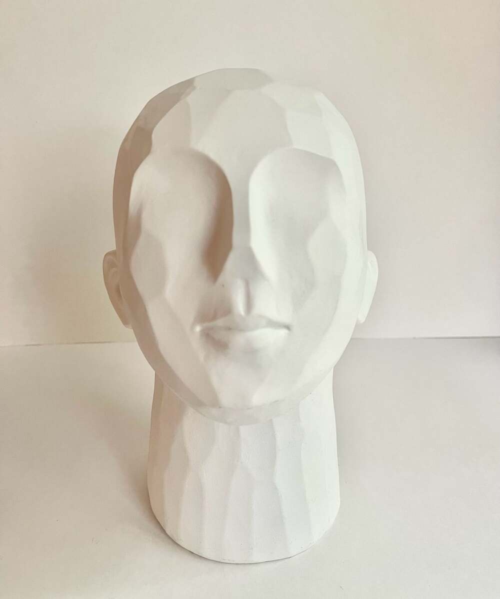 Planes of the Head Art Reference Sculpture White Faceted Face Statue
